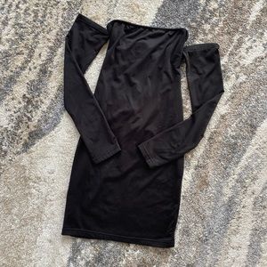 Black bodycon mini dress with sleeves